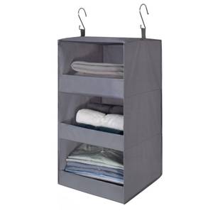 lot 1615 image: GRANNY SAYS 3-Shelf Hanging Closet Organizer and Storage, Collapsible Hanging Closet Shelves, Hanging Organizer for Closet & RV, Gray, 29 � H X 12 W X 12 D, 1-Pack
