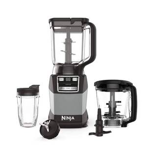 lot 1616 image: Ninja Blender, Compact Kitchen System, 1200W, 3 Functions for Smoothies, Dough & Frozen Drinks with Auto-IQ, 72-oz. Blender Pitcher, 40-oz. Processor Bowl & 18-oz. Single-Serve Cup, Grey, AMZ493BRN