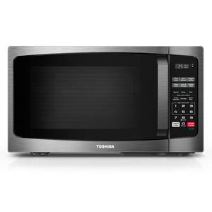 lot 1620 image: TOSHIBA ML-EM09PA(BS) Small Microwave Oven with 6 Auto Menus, Mute Function & Child Lock, LED Lighting, Perfect for Apartment, 0.9 Cu Ft, 10.6 Inch Removable Turntable, 900W, Black Stainless Steel