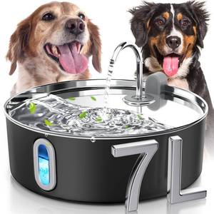 lot 1622 image: Smartoo Dog Water Fountain for Large Dogs 7L236oz Stainless Steel Dog Water Bowl Dispenser Automatic Pet Water Fountain, Multi-Filtration Pet Fountain with Ultra-Quiet Pump (Black)