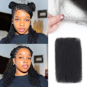 lot 2031 image: Afro Kinkys Bulk Human Hair, 14 inch 50 Gram 4c Curly Hair for Permanent Sister LocsMini TwistsBraids Can Dye and Bleach (Natural Black, 14 Inch)