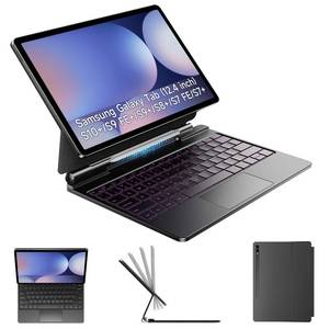lot 2043 image: HOU Keyboard for Samsung Galaxy Tab S10 PlusS9 PlusS9 FE PlusS8 PlusS7 PlusS7 FE 12.4 with Magnetic Case,Floating Cantilever,Multi-Function Trackpad,7 Colors Backlit,S Pen Holder,Black