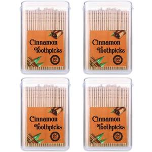 lot 2060 image: Mumufy 400 Pcs 4 Boxes Cinnamon Toothpicks for Adults Cinnamon Flavored Toothpicks with Clear Plastic Boxes, 100 Pcs for Each Box