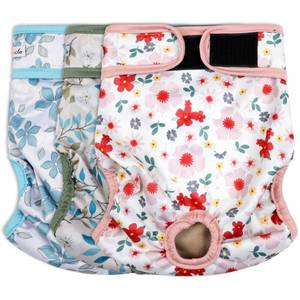 lot 2070 image: Grecle Washable Female Dog Diapers (3 Pack) - No Leak Reusable Diapers for Doggy Female in Period - Highly Absorbent Dog Heat Panties with Adjustable Snaps XL