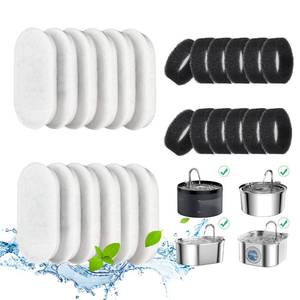 lot 2093 image: Cat Water Fountain Filters, 24 Pack Cat Fountain Filters, Cat Fountain Replacement Filters for 67oz2L&108oz3.2L Stainless Steel Cat Water Fountain, Pet Water Fountain Filters (12 Filters&12 Sponges)