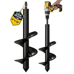 lot 2103 image: K-Brands Auger Drill Bit for Planting �� 4 x 12 Inch - Garden Spiral Hole Drill Planter for Bulb Planting, Bedding Plants, Umbrella Holes - 38 Inch Hex Drive Drill