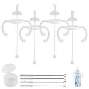 lot 2105 image: Straw Cup Conversion Kit for Dr Browns Narrow and Narrow Glass Baby Bottles, Spill-Proof Transition Kit with Silicone Straw Nipple, Weighted Straw, Handle, 4 Pack, 8m