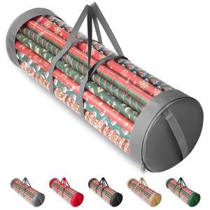 lot 2107 image: BALEINE Christmas Wrapping Paper Organizer Storage, 41 Gift Wrapping Paper Storage Containers, Clear PVC with Durable 600D Oxford Fabric Gift Wrap Paper Holder Fits 18-25 Rolls, Grey