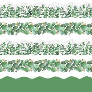 lot 2120 image: VABAMNA 85ft Bulletin Board Borders Decorations, Eucalyptus Classroom Decor, Eucalyptus Greenery Scalloped Border Trim for Teacher School Office Supplies Classroom Door Wall Decor, 5 Patterns
