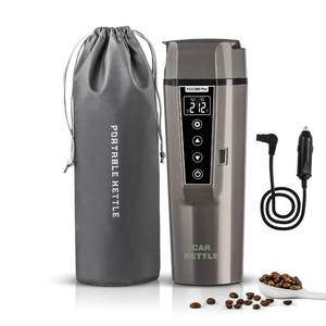 lot 2148 image: BLONGKY Portable Electric Car Kettle 12V24V Kettle Mini Water Boiler for Car Heated Travel Mug,Smart Precision Temperature Adjustment Coffee Tea Truck Cup with Handy Kettle Bag (Taupe, 400ML)