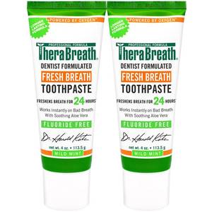 lot 2181 image: TheraBreath Fresh Breath Dentist Formulated Fluoride Free Toothpaste, Mild Mint, 4 Ounce (Pack of 2), Multi