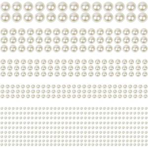 lot 2200 image: 5156Pcs Hair Pearls, 34568mm Self Adhesive Pearl Stickers for Crafting, White and Beige Flat Pearls Stick on Body Gems for Face Eye Nails Makeup and DIY Decorations Accessories, Assorted Sizes