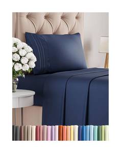 lot 2205 image: Twin Size 3 Piece Sheet Set - Comfy Breathable & Cooling Bed Sheets Set - Hotel Luxury Bedding for Women, Men, Kids, Teens, Boys & Girls - Deep Pockets, Ultra-Soft, Wrinkle Free - Oeko-Tex - Navy Blue