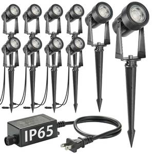 lot 5360 image: SUNTHIN Outdoor Landscape Lighting, 10 Pack Outdoor Spot Lights with Transformer for Yard, Plant, Lawn, Tree, Flags, House, Garden, Fence Use, IP65 Waterproof & Connectable