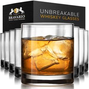 lot 5368 image: Bravario Unbreakable Tritan Plastic Whiskey Glasses  Shatterproof Double Rocks  Dishwasher-Safe  BPA-free  Perfect for Cocktail Bourbon  12.5 oz, Set of 6