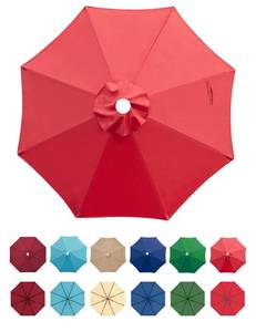 lot 5375 image: Jorohiker 9ft Patio Umbrella Replacement Canopy,Outdoor Table Market Yard Umbrella Top for Outdoor Umbrella Canopy with 8 Ribs (Red)