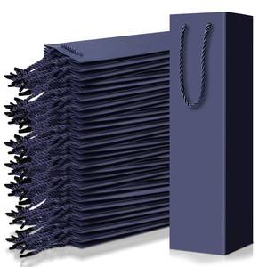 lot 5382 image: Fulmoon 80 Pack Wine Gift Bag Bulk Wine Bottle Paper Gift Bags Reusable Handbags Liquor Bottle Handbags with Handles for Shopping Wedding Party Birthday 3.7 x 3.5 x 14 Inch(Dark Blue)