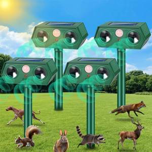 lot 5384 image: Cat Repellent Outdoor, Deer Squirrel Repeller Devices, Solar Ultrasonic Coyote Deterrent with Motion Sensor to Scare Dog Raccoon Rabbit Out of Garden, Skunk Repellent for Yard (4)