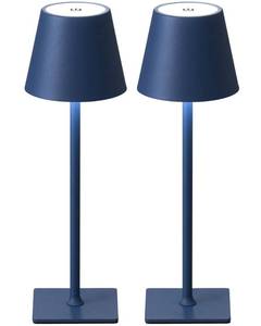 lot 5390 image: KDG 2 Pack Cordless Table Lamp,Portable LED Desk Lamp, 4000mAh Battery Operated, 3 Color Stepless Dimming Up, for RestaurantBedroomBarsOutdoor PartyCampingCoffee Shop Night Light(Blue)