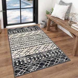 lot 6008 image: KUTA 3x5 Black Navy Blue Boho Area Rug for Living Room, Moroccan Washable Kitchen Rugs Non Slip, Ultra Soft Print Distressed Geometric Low-Pile Entry Throw Carpet for Bedroom Nursery Dorm Decor