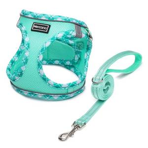 lot 6010 image: Mercano Soft Mesh Dog Harness and Leash Set, No-Chock Step-in Reflective Breathable Lightweight Easy Walk Vest Harnesses with Safety Buckle for Small Dogs, Cats (Light Green, XXS)