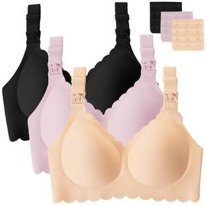 lot 6016 image: Gailife 3 Pack Nursing Bras for Breastfeeding Seamless Wireless Maternity Bras for Pregnancy Soft Sleep Breastfeeding Bra-BKBGPK,3XL