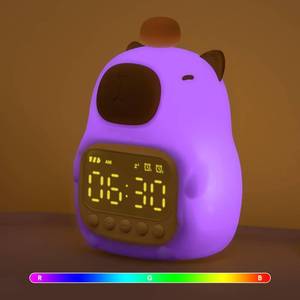 lot 6020 image: Aokpsrt Capybara Alarm Clock with Night Light for Kids, Cute Toddler Alarm Clocks for Bedrooms Ok to Wake Clocks for Girls and Boys, Silicone Animal Tabletop Lamp for Kid, RGB Color