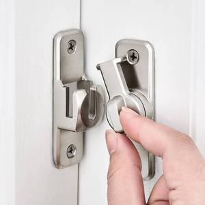 lot 6024 image: INIRET 2 Packs Silvery Enhanced Security Flip Latch Lock - Heavy-Duty 90180 Degree Sliding and Swing Door Latch for Barns, Gates, and More