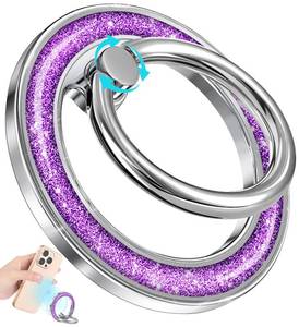 lot 6026 image: LISEVO Phone Ring Holder Compatible with MagSafe - Magnetic Cell Phone Grip for Women Glitter Magnet Removable Finger Ring Grip Stand Cute Girly Bling Shine for iPhone 16 15 14 13 Pro Max Plus, Purple