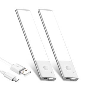 lot 6027 image: Under Cabinet Lighting Wireless 2 Pack, LED Closet Lights Motion Sensor Light Indoor Rechargeable Battery Operated Stick on Under Counter Lights for Kitchen Stairs Hallway