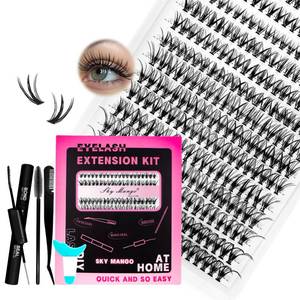 lot 10116 image: SKY MANGO Eyelash Clusters 280pcs 20D Curl Cluster Lash Extensions Kit 8-16mm Mix False Eyelash Clusters DIY Lash Extension Individual Lashes for Self Application at Home (20D-0.07D-8-16MIX), black