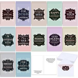 lot 10136 image: MotiMind 36 Sets Religious Christian Anniversary Cards with Scripture Anniversary Cards Bulk with Envelopes Faith Based Anniversary Blessings Cards, 4 x 6 Inch(Chalkboard)