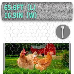 lot 10138 image: Sumloty Chicken Wire, 16.9in x 65.6ft Poultry Netting for Garden, 0.6 Inch Hexagonal Galvanized Hardware Garden Fence for Craft Projects, Pet Dog, Rabbit Chicken Fence 2pk