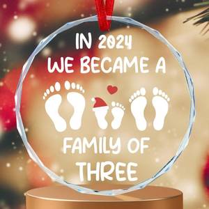 lot 10141 image: Our First Family of 3 Christmas Ornament Gifts, for Family of 3, We Became A Family of Three Ornament, Christmas Ornament Gift for New Mom New Dad, Baby First Christmas Ornament