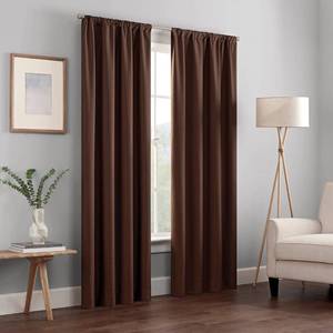 lot 11463 image: ECLIPSE Kendall Modern Blackout Thermal Rod Pocket Window Curtain for Bedroom or Living Room (1 Panel), 42 X 84, Chocolate