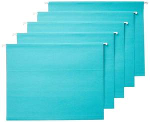 lot 11464 image: Amazon Basics Hanging File Folders, Letter Size, Aqua, 25-Pack