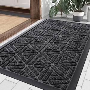 lot 11465 image: Smiry Front Door Mat Outside Entrance, Heavy Duty Natural Rubber Doormat, Trap Dirt and Moisture Easy Clean Low Profile Patio Porch Welcome Floor Mats for Entry, 29.5x17 Inch, Grey