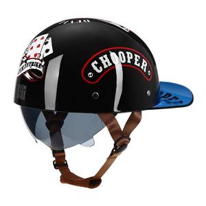 lot 11466 image: Woljay Vintage Retro Open Face Motorcycle Helmet Baseball Cap Half Helmets with pull-down Lens for Men Women Moped Cap Jet Scooter Street Cruiser - DOT Certified (Witch,Large)