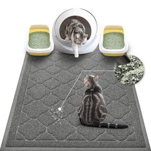lot 11467 image: WePet Cat Litter Box Mat, Kitty Premium PVC Pad, Durable Trapping Rug, Phthalate Free, Urine-Resistant, Scatter Control, XXL 47 x 36 Inch, Grey