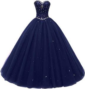 lot 11478 image: Likedpage Womens Sweetheart Ball Gown Tulle Quinceanera Dresses Prom Dress (US14, Navy)&nbsp
