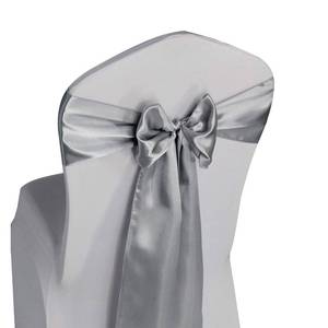 lot 11480 image: Silver Satin Chair Sashes Ties - 50 pcs Wedding Banquet Party Event Decoration Chair Bows (Silver, 50) 6.5x108