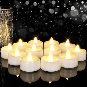 lot 11483 image: 5plots Flameless Candles, 100Pcs Tea Lights Candles Battery Operated, Flameless Tealight Candles Flickering, Electric Tea Lights Votive Candles - White - 1.5 x 1.25