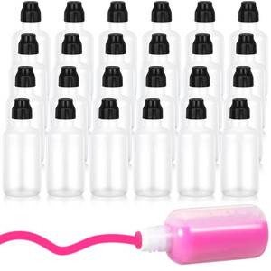 lot 11484 image: 24 Pieces Empty 2 Ounce Paint Daubers Bottles Handy Sponge Tip Paint Daubers Bottles Refillable Squeeze Bingo Marker for Graffiti Art Wooden Boards Cloth Crafts Game Supplies(Black)