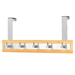 lot 11493 image: ToiletTree Products Bamboo Stainless Steel Over-The-Door Towel Hooks - Durable Coat, Clothes, and Towel Rack to Use in The Bathroom, Laundry Room, and Closet - 5 Hooks