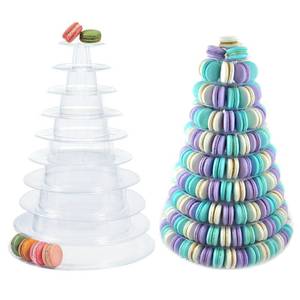 lot 11500 image: 10 Tiers Round Macaron Tower Stand Plastic Transparent Cake Stand Macaron Display Rack Desserts Cupcake Holder Platter for Baby Shower, Birthday Party, Wedding, Party Decor