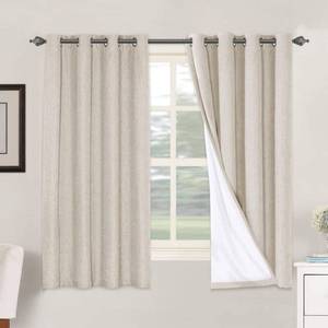 lot 11507 image: H.VERSAILTEX Linen Blackout Curtains 63 Inches Long, Full Blackout Thermal Insulated Textured Linen Look Curtain Draperies Anti-Rust Grommet with White Liner, 2 Panels, Natural