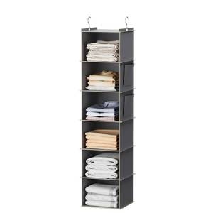 lot 11508 image: YOUDENOVA Hanging Closet Organizer and Storage, 6-Shelf Closet Hanging Storage Shelves, Grey
