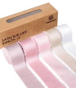 lot 12319 image: Vitalizart Silk Like Satin Ribbon 1 inch x 25 Yard Pink & Nude Handmade Frayed Ribbons for Gift Wrapping Baby Shower Wedding Bridal Bouquets Holiday Decor