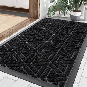 lot 12322 image: Smiry Front Door Mat Outside Entrance, Heavy Duty Natural Rubber Doormat, Trap Dirt and Moisture Easy Clean Low Profile Patio Porch Welcome Floor Mats for Entry, 29.5x17 Inch, Black