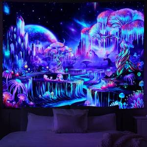lot 12349 image: Obsecolors Blacklight Tapestry Fantasy Tree of Life Tapestry UV Reactive Galaxy Space Tapestries Colorful Plant Floral Mountain Landscape Tapestries Wall Hanging for Bedroom